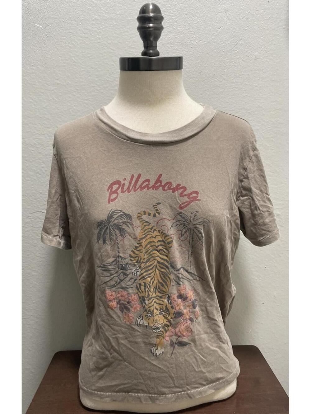Y2K Billabong Easy Tiger T-Shirt Deep Olive Floral XL